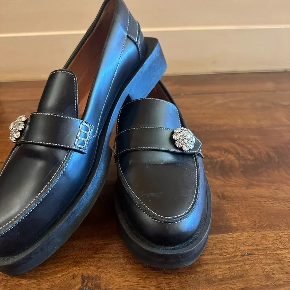 Ganni | Shoes | Ganni Black Loafers With Crystal Detail  display picture 1